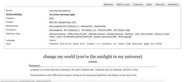 Current layout of AO3